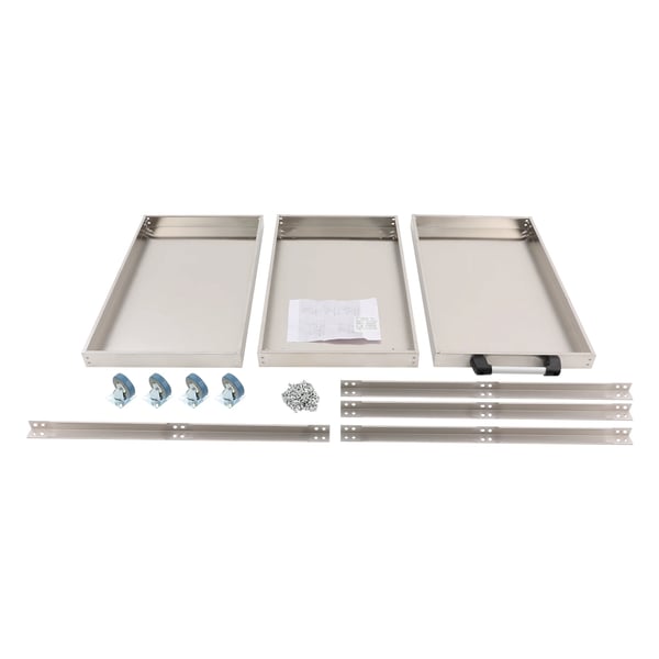 Servicevogn - Kraftig værktøjsvogn med hjul - 3 Hylder - 201 Rustfrit Stål + Aluminiumlegering - Op til 200 kg Bæreevne - 80×48×90 cm - Sølv