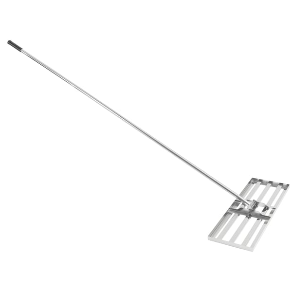 Plæneudjævner - Rive - Justerbart skaft 50–180 cm - 180° rotation - T-formet - Rustfrit stål og gummigreb - 75×25×200 cm