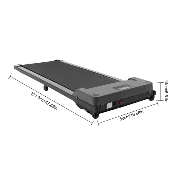 Fladt motoriseret løbebånd - Walking Pad - Fjernbetjening - Støjsvagt, 150 kg belastning, løbeflade 80–120×50–80 cm, til kontor - Sort