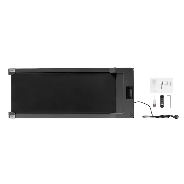 Fladt motoriseret løbebånd - Walking Pad - Fjernbetjening - Støjsvagt, 150 kg belastning, løbeflade 80–120×50–80 cm, til kontor - Sort