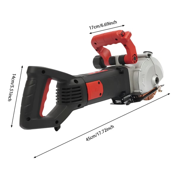 Rillefræser - Vægfræser til beton/tegl - 4800 W - Børsteløs Motor - 6200 RPM - 220 V 50/60 Hz - Støvfri - Rød
