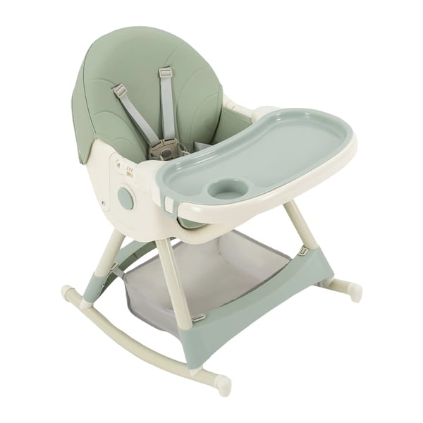 Baby højstol - Højstol & vippestol 2‑i‑1 - 360° drejehjul - Justerbar - 6 mdr–3 år - Lysegrøn