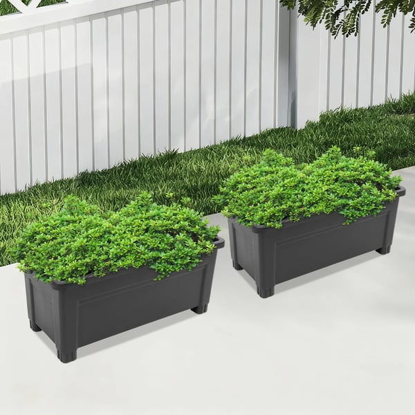 Upphöjd odlingslåda utomhus - Rektangulär planteringslåda/blomlåda - 2-pack - För trädgård/terrass