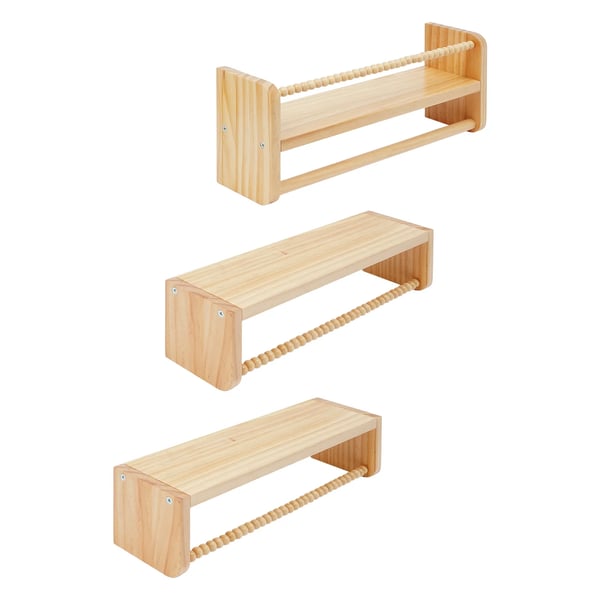 Væghængte boghylder - 3-pak træhylder - 40 x 10 cm - Til børneværelse/badeværelse/stue - Multifunktionel opbevaring - Sort