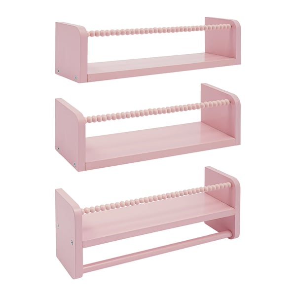 Vägghyllor - Set 3-pack - Väggmonterade - Trä - Bokhyllor & Förvaring - 40 x 10 cm - Multifunktion - Rosa