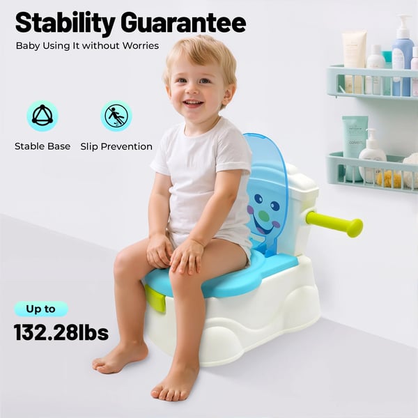 Børnepotte - Toilettræner - Bærbar - Bil-design - 60 kg belastning - 6 mdr–5 år - Sædehøjde 19 cm - 36×30×42 cm - Blå