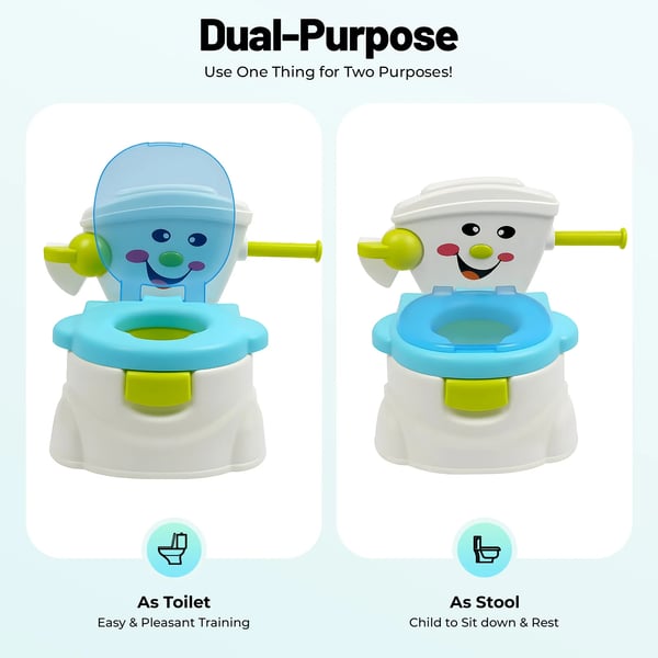 Børnepotte - Toilettræner - Bærbar - Bil-design - 60 kg belastning - 6 mdr–5 år - Sædehøjde 19 cm - 36×30×42 cm - Blå