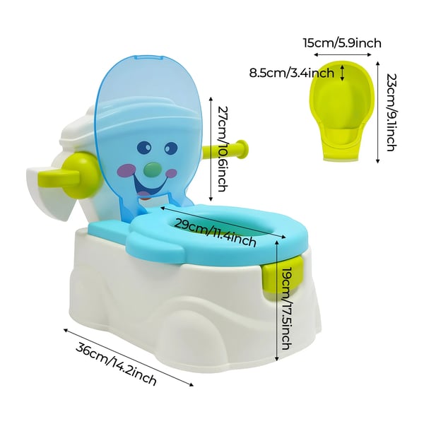 Børnepotte - Toilettræner - Bærbar - Bil-design - 60 kg belastning - 6 mdr–5 år - Sædehøjde 19 cm - 36×30×42 cm - Blå