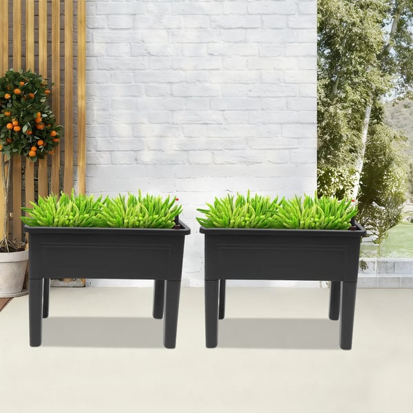 Højbed - Plantekasse - 2-pak - Fritstående - Udendørs - Plastik - 75 × 34,5 × 65,5 cm - Sort