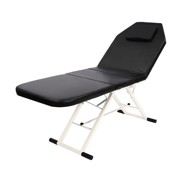 Massagebord - 3-sektions sammenklappeligt massageleje - 182×60 cm - Højde 60 cm - Skridsikre fødder - Foldet 91×60×26 cm - Sort