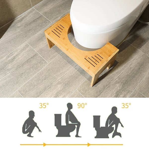 Toilet fodskammel - Justerbar squat-skammel - Bambus - Højde 18–23 cm - Mål 45×25×22,5 cm - Lysegul