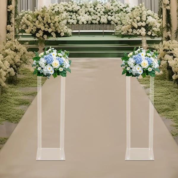 Blomsterstander - Akrylsøjle Sæt - 2 stk. - 20×20×60 cm - Firkantet - Borddekoration & Bryllup - Klar