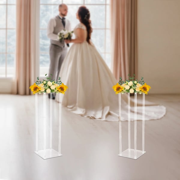 Blomsterstander - Akrylsøjle Sæt - 2 stk. - 20×20×60 cm - Firkantet - Borddekoration & Bryllup - Klar