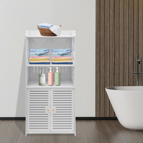 Badeværelsesskab - Opbevaringsreol - Smalt toiletsideskab - 40×25×90 cm - Vandtæt PVC - Moderne - Hvid