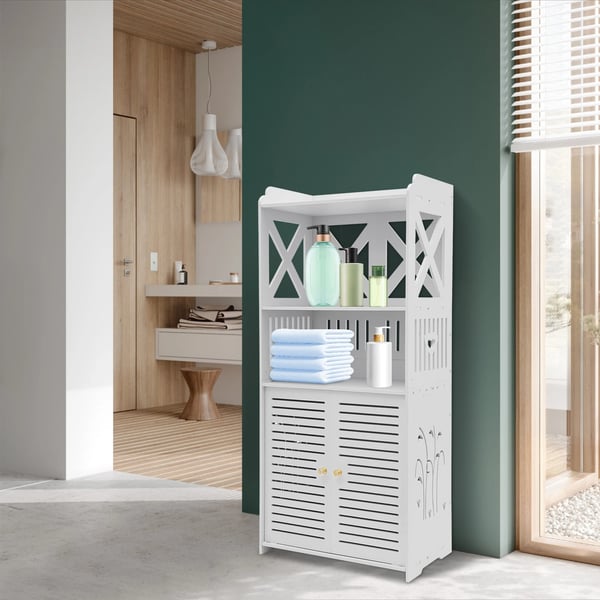Badeværelsesskab - Opbevaringsreol - Smalt toiletsideskab - 40×25×90 cm - Vandtæt PVC - Moderne - Hvid