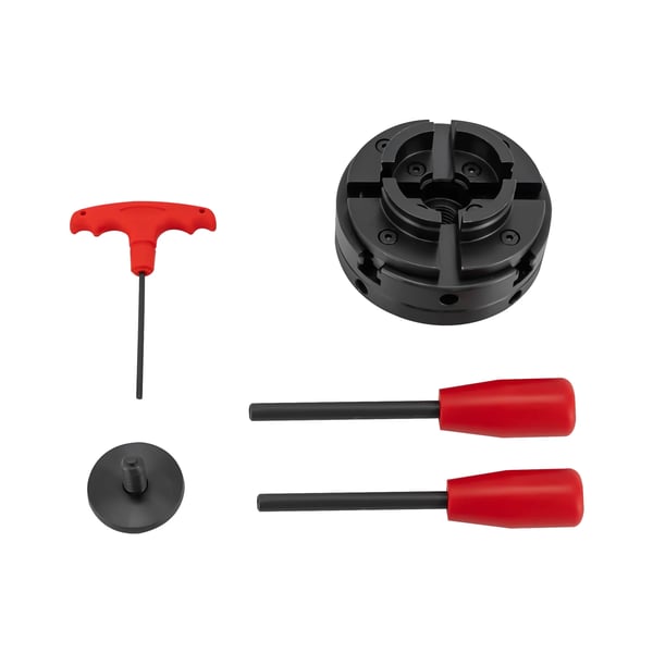 Svarvchuck - 4-back - Självcentrerande - Spännvidd 39–76 mm - Noggrannhet 0,3 mm - M18×2,5 Gänga - Högkolhaltigt stål - Svart