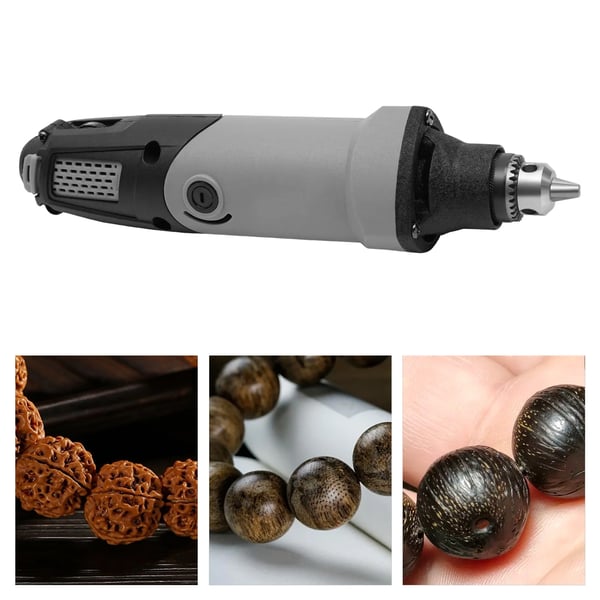 Roterende multiværktøj - Mini slibe/bor - 400 W - 6 hast 5.000–28.000 o/min - EU 220 V 50 Hz - Spændetang 0,6–6,5 mm - Ledning 1,6 m - Grå-sort