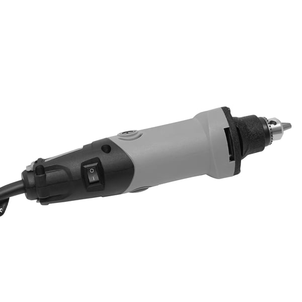 Roterende multiværktøj - Mini slibe/bor - 400 W - 6 hast 5.000–28.000 o/min - EU 220 V 50 Hz - Spændetang 0,6–6,5 mm - Ledning 1,6 m - Grå-sort
