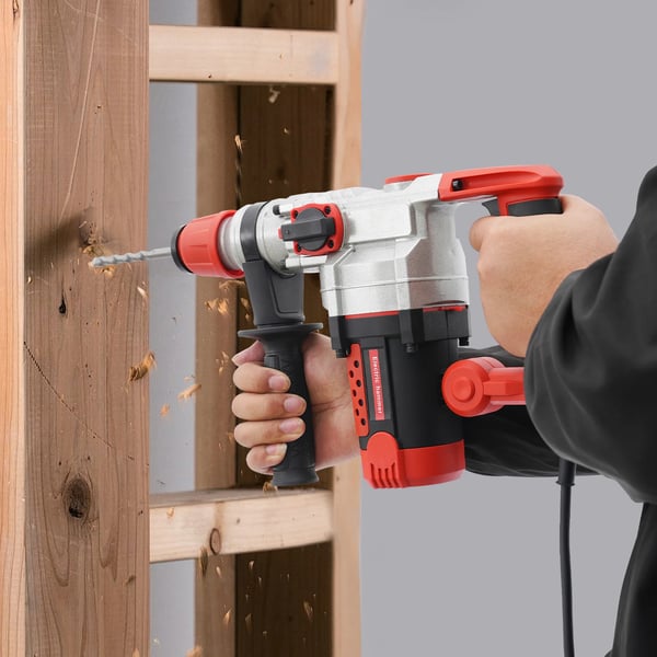 Nedbrydningshammer - Elektrisk borehammer - 2200 W - 220 V - Ren kobbermotor - Til beton, væg og gulv - Boring, mejsling, sporfræsning - Rød