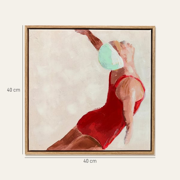 Canvas Tavlor - 2-pack Väggkonst - 40 x 40 cm - Inramade - Modern Stil - Figurmotiv - Röd