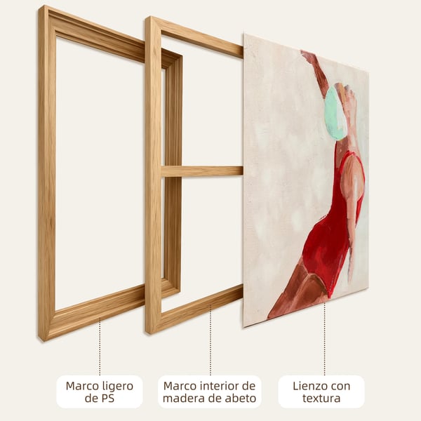 Canvas Tavlor - 2-pack Väggkonst - 40 x 40 cm - Inramade - Modern Stil - Figurmotiv - Röd