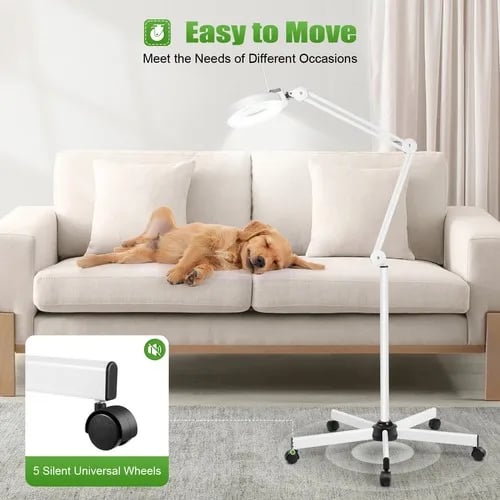 LED forstørrelseslampe - Bordlampe med lup - Justerbar - 5–8× forstørrelse - 120 LED - Til hobby, læsning, reparation