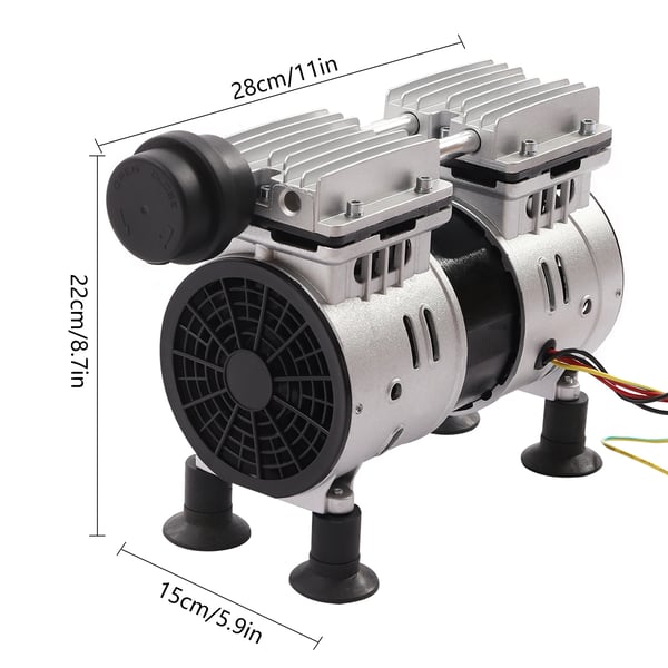 Vakuumpumpe - LC-V550 - Oliefri - Støjsvag - 550 W - 220V/50Hz - 1440 rpm - Maks. vakuum -900 mbar - Sølv