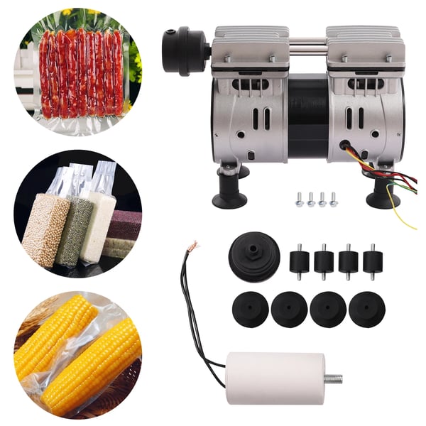 Vakuumpumpe - LC-V550 - Oliefri - Støjsvag - 550 W - 220V/50Hz - 1440 rpm - Maks. vakuum -900 mbar - Sølv