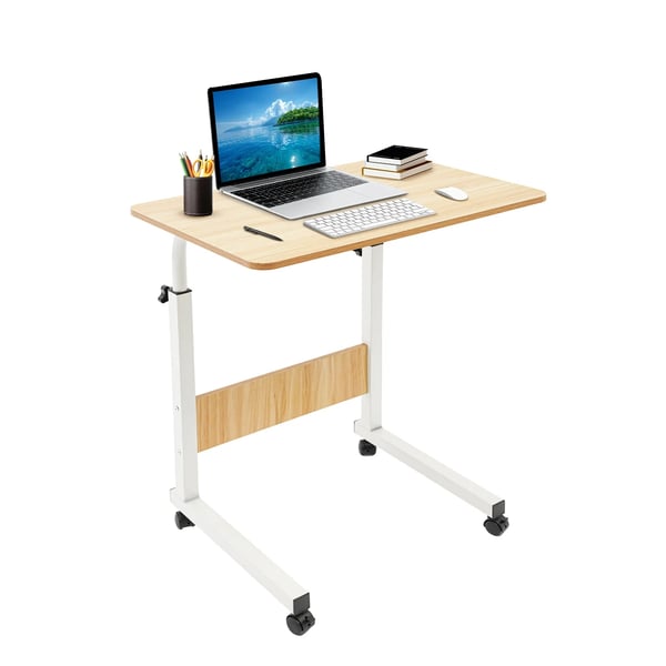 Laptopbord med hjul - Højdejusterbart rullebord - Højde 70–90 cm - Bordplade 60x40 cm - MDF & stål - Max 15 kg - Brun