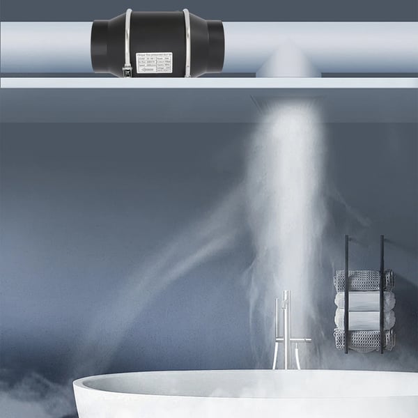 Køkken/badeværelse kanalventilator - Inline udsugningsventilator - 220 m³/h - 35 W - 220 V 50 Hz - 150 Pa - IPX2 - EU-stik - Sort