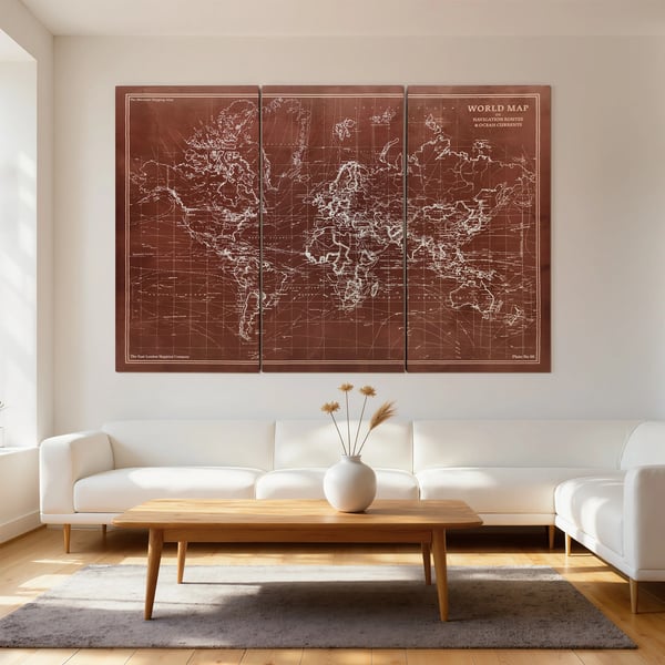 Canvastavla - Triptyk 3-delad tavla - Stilleben - 120 x 60 cm - Stående format - Modern stil - Kaffebrun
