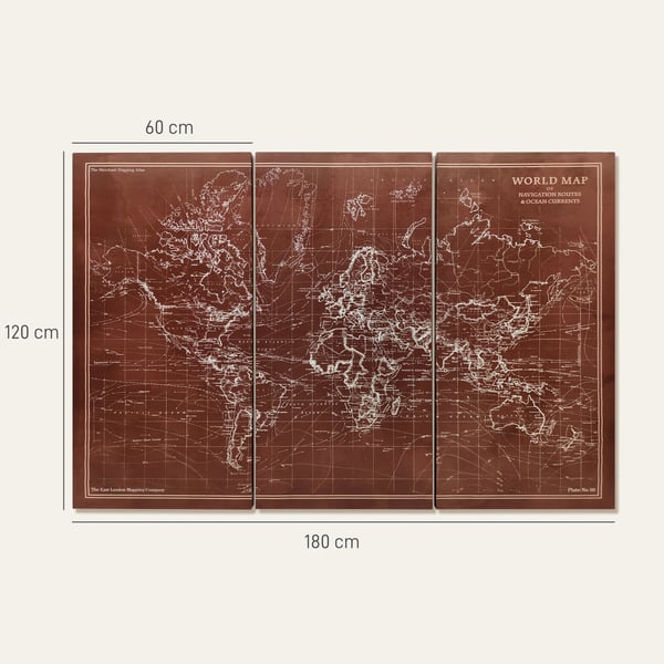 Canvastavla - Triptyk 3-delad tavla - Stilleben - 120 x 60 cm - Stående format - Modern stil - Kaffebrun