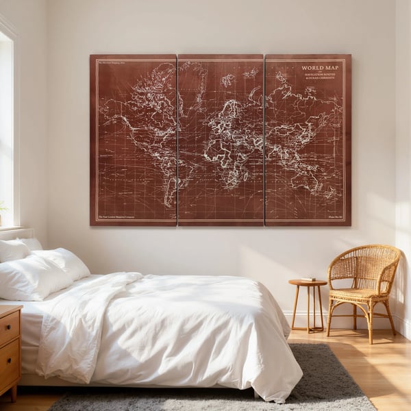 Canvastavla - Triptyk 3-delad tavla - Stilleben - 120 x 60 cm - Stående format - Modern stil - Kaffebrun