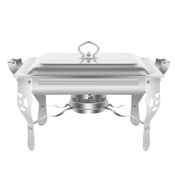 Chafing Dish Matvärmare - 6 L Rektangulär Värmebehållare - Rostfritt Stål - För Catering & Buffé - Silver