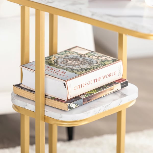 Sidebord - Sofabord - 2 Hylder - Metalstel - Til Stue - Guld