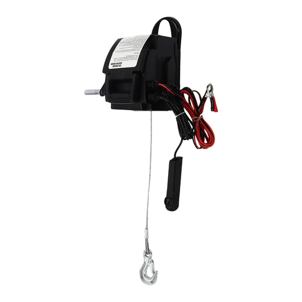 Elspil / Ankerspil - 12 V - Permanentmagnet DC-motor - Enkeltretning - 2.722 kg rullekraft - Stål & ABS - Sort