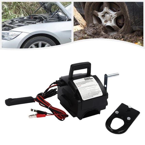 Elspil / Ankerspil - 12 V - Permanentmagnet DC-motor - Enkeltretning - 2.722 kg rullekraft - Stål & ABS - Sort