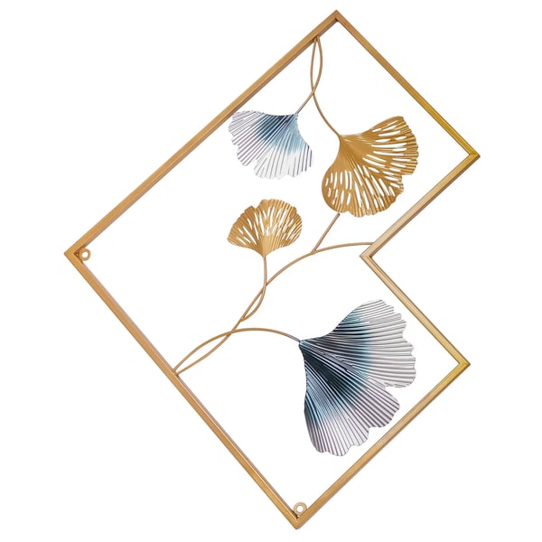 Vægdekoration - Ginkgo 3D metalvægkunst triptykon - Tredelt - Størrelse 164 x 70,5 cm - Til Stue Soveværelse Gang Spisestue - Guld