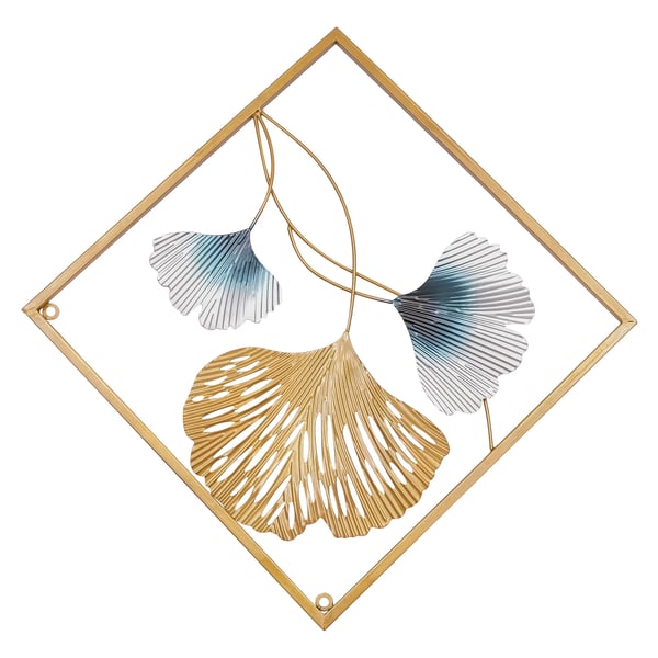 Vægdekoration - Ginkgo 3D metalvægkunst triptykon - Tredelt - Størrelse 164 x 70,5 cm - Til Stue Soveværelse Gang Spisestue - Guld
