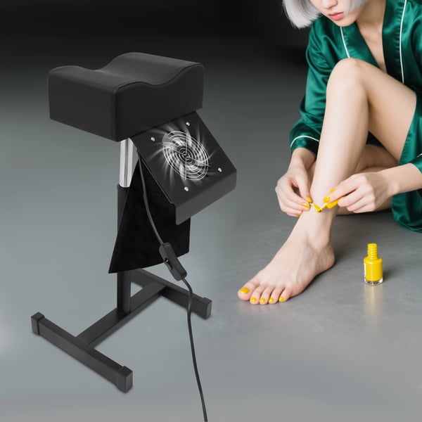 Pedicure skammel til salon - Manicure fodstøtte med støvudsuger - Justerbar 48–68 cm - EU-stik - Metal & PVC - Montering - Sort