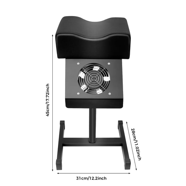 Pedicure skammel til salon - Manicure fodstøtte med støvudsuger - Justerbar 48–68 cm - EU-stik - Metal & PVC - Montering - Sort
