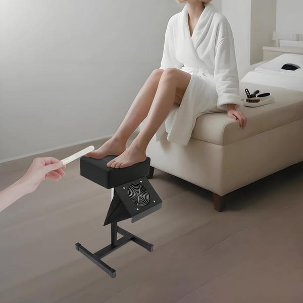 Pedicure skammel til salon - Manicure fodstøtte med støvudsuger - Justerbar 48–68 cm - EU-stik - Metal & PVC - Montering - Sort