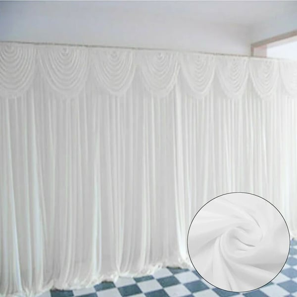 Baggrundsdraperi til foto & bryllup - Gardin - 300x300 cm - Loftmontering - 100% silke - Gennemsigtig - 1 panel - Hvid