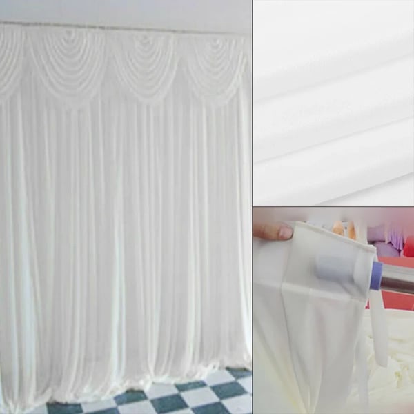 Baggrundsdraperi til foto & bryllup - Gardin - 300x300 cm - Loftmontering - 100% silke - Gennemsigtig - 1 panel - Hvid