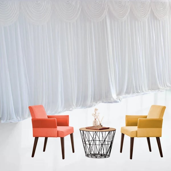 Baggrundsdraperi til foto & bryllup - Gardin - 300x300 cm - Loftmontering - 100% silke - Gennemsigtig - 1 panel - Hvid