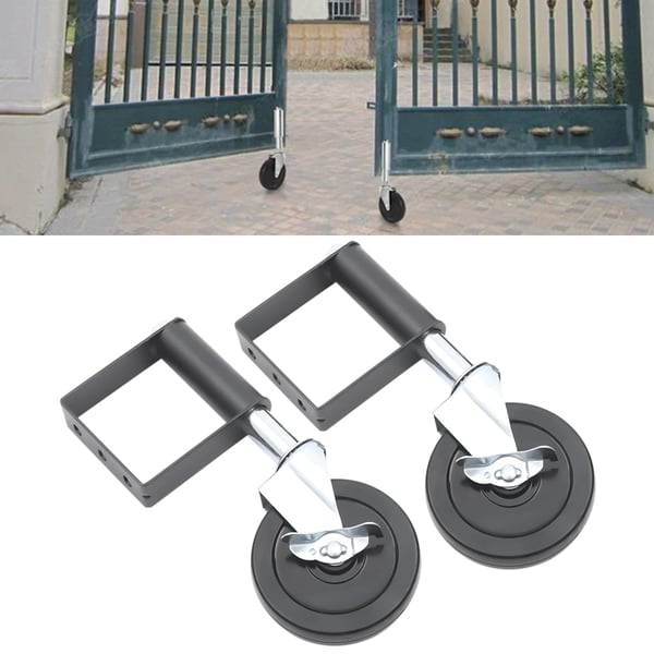 Robust Porthjul - Skydedørsrulle - Sæt med 2 - Diameter 12,7 cm - Galvaniseret Stål - Med Beslag - Bæreevne 100 kg - Sort