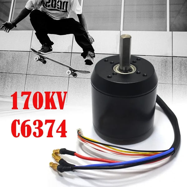 Børsteløs Motor - C6374 170KV - Til El-skateboard og Longboard - BLDC - Sort