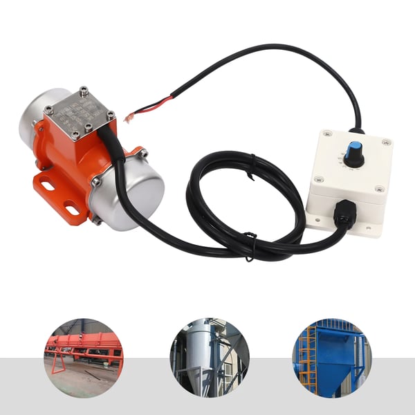 Vibrationsmotor Rystemotor - HY-M0.4 - Børsteløs DC 12 V - Effekt 40 W - Hastighed 4000 o/min - Hastighedsregulator - Sølv