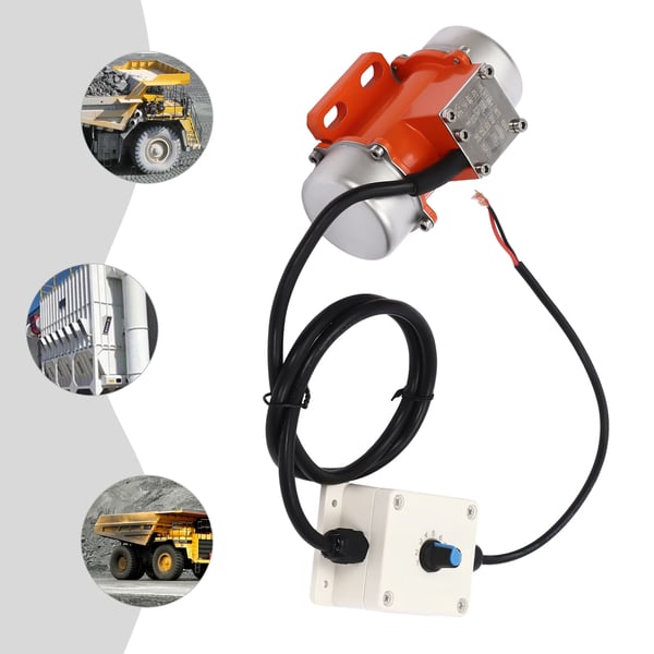 Vibrationsmotor Rystemotor - HY-M0.4 - Børsteløs DC 12 V - Effekt 40 W - Hastighed 4000 o/min - Hastighedsregulator - Sølv