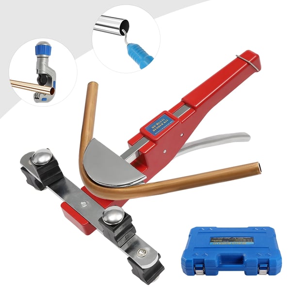 Manuel rørbukkersæt - CT-999F rørbukningsmaskine - Kapacitet 6–22 mm - Op til 90° - Rørskærer medfølger - Bærbar - Aluminium & stål - Rød